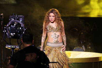 Shakira performing onstage.