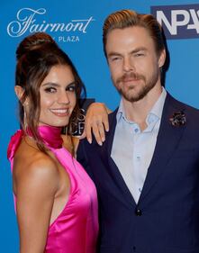 LOS ANGELES, CALIFORNIA - JUNE 12: (L-R) Hayley Erbert and Derek Hough attend the 4th Annual Critics Choice Real TV Awards at Fairmont Century Plaza on June 12, 2022 in Los Angeles, California. (Photo by Frazer Harrison/Getty Images)