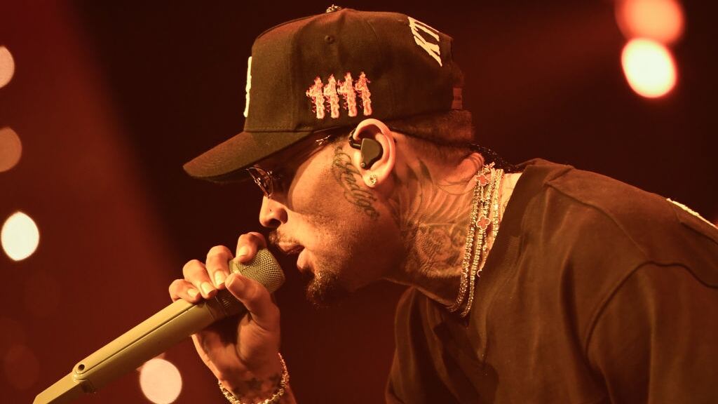 Chris Brown performing on stage