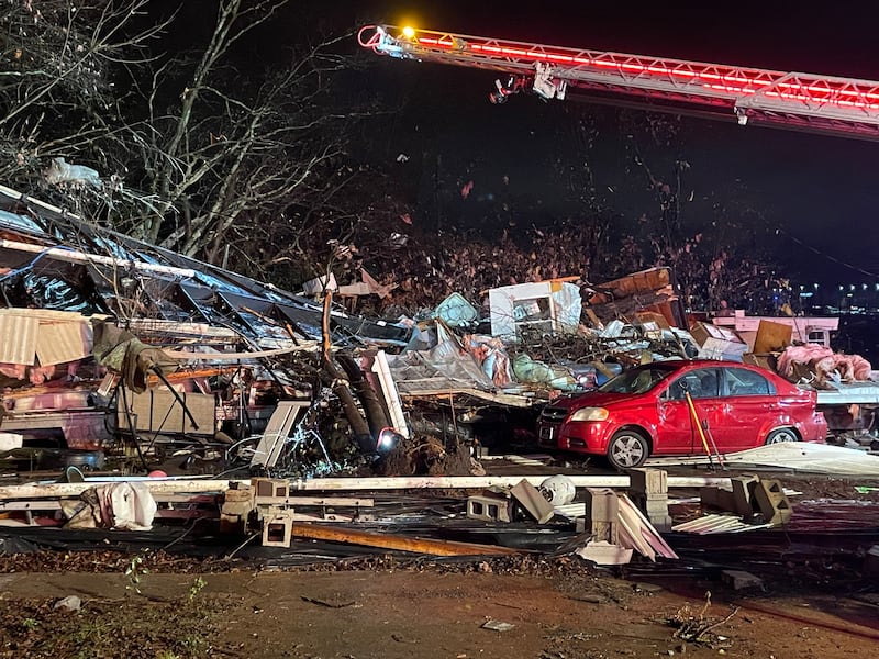 Storm damage on Nesbitt Lane in Madison, Tennessee, on Saturday.