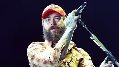 INDIO, CALIFORNIA - APRIL 27: (FOR EDITORIAL USE ONLY) Post Malone performs at the T-Mobile Mane Stage during the 2024 Stagecoach Festival at Empire Polo Club on April 27, 2024 in Indio, California. (Photo by Amy Sussman/Getty Images for Stagecoach)