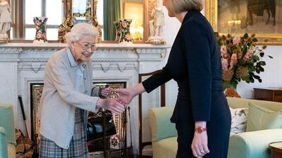 2022: Queen Elizabeth greets newly elected leader of the Conservative Party Liz Truss as she arrives at Balmoral Castle for an audience where she will be invited to become Prime Minister and form a new government on September 6, 2022, in Aberdeen, Scotland.