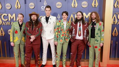 NASHVILLE, TENNESSEE - NOVEMBER 20: EDITORIAL USE ONLY (L-R) John Hall, Andrew Nix, Brandon Coleman, Andrew Bishop, Zachary Rishel and Sevans Henderson of The Red Clay Strays attendsThe 58th Annual CMA Awards at Music City Center on November 20, 2024 in Nashville, Tennessee. (Photo by Jason Kempin/Getty Images)