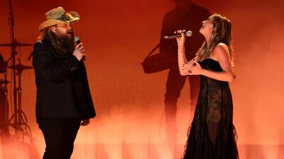 NASHVILLE, TENNESSEE - NOVEMBER 08: EDITORIAL USE ONLY <<enter caption here>> onstage during the 57th Annual CMA Awards at Bridgestone Arena on November 08, 2023 in Nashville, Tennessee. (Photo by Terry Wyatt/Getty Images)